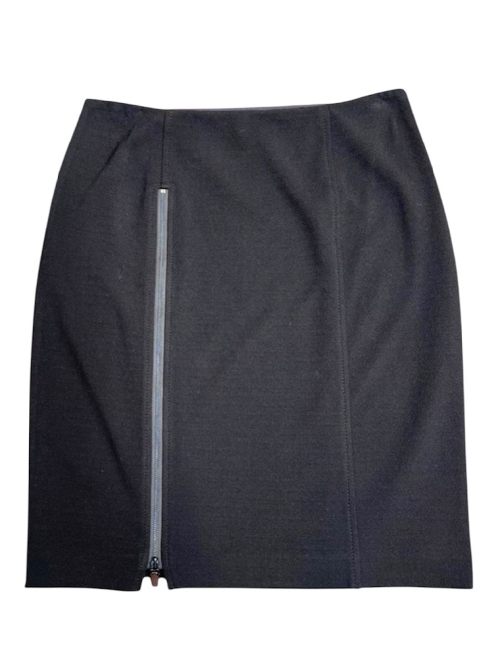Worth Black Zip Front Pencil Skirt Stretch Above Knee Career Size 2